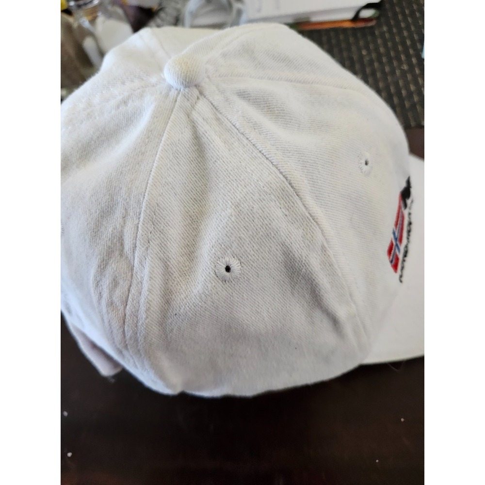 Norway Ball Cap White Washed Cotton with Moose - Picture 2 of 4
